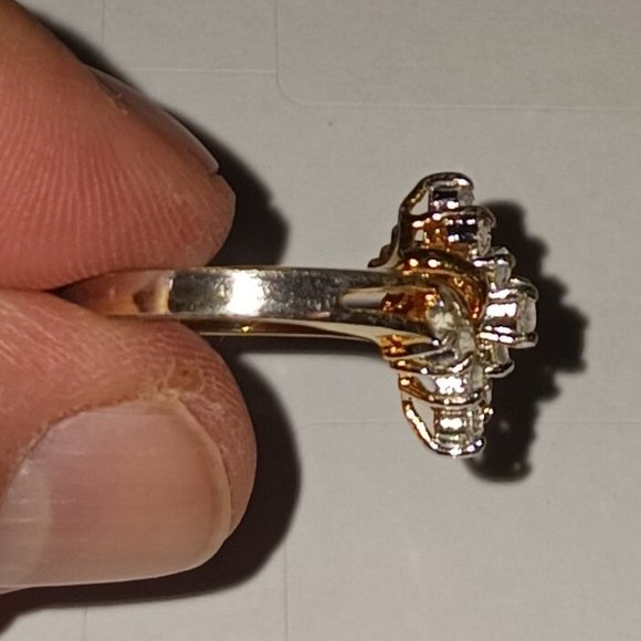 Vintage Gold Plated and CZ Cocktail Ring Size 7 - Picture 6 of 16